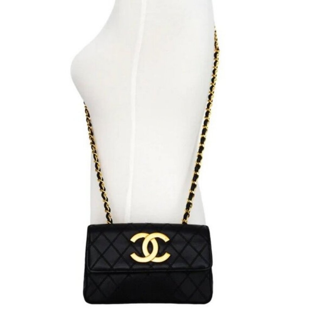 CHANEL 24K Vintage Single Flap Bag Large Coco Quilted Chain Shoulder Bag Purse - Picture 5 of 16